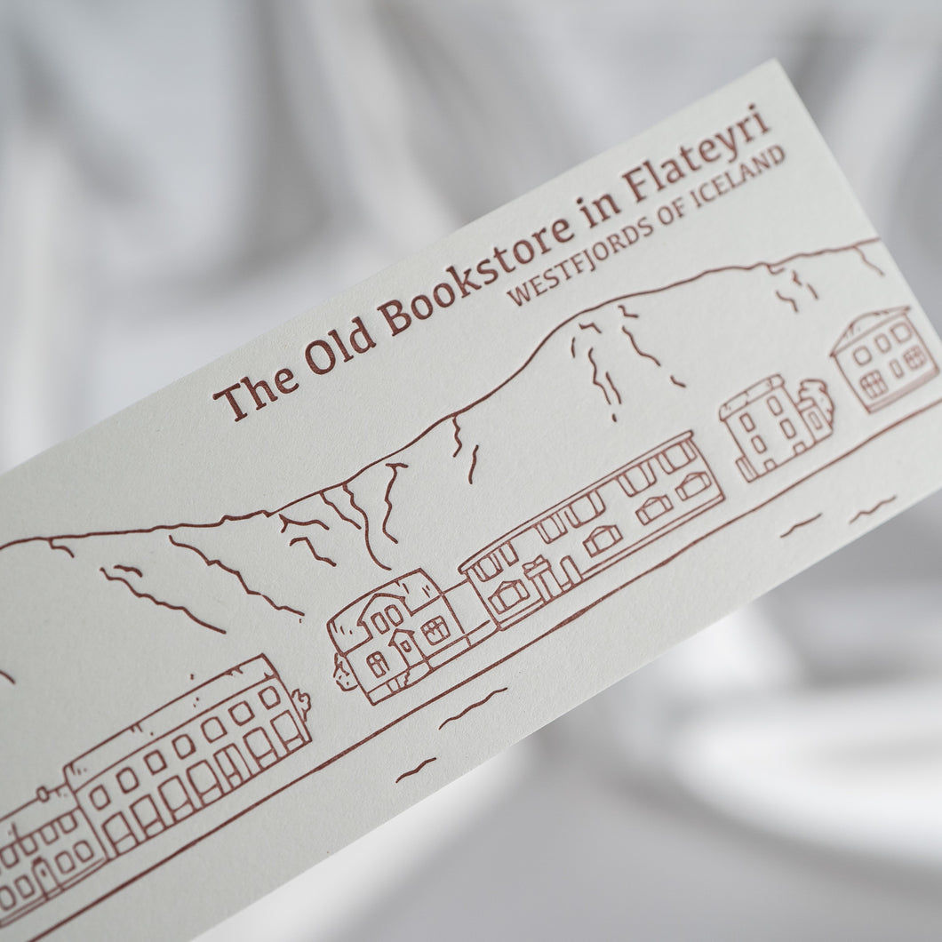 Old Bookstore Bookmark - Burgundy on White.